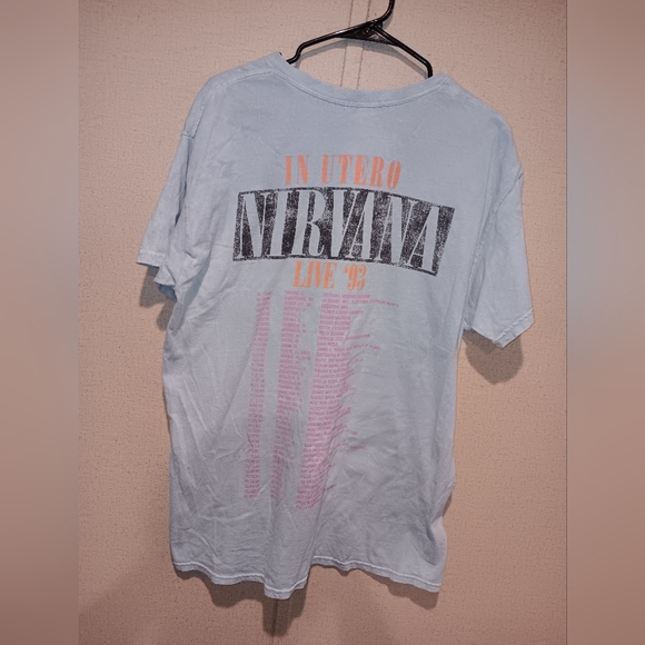 Nirvana Graphic T-Shirt in Light Blue and Pink Live 93 Unisex - Picture 3 of 4